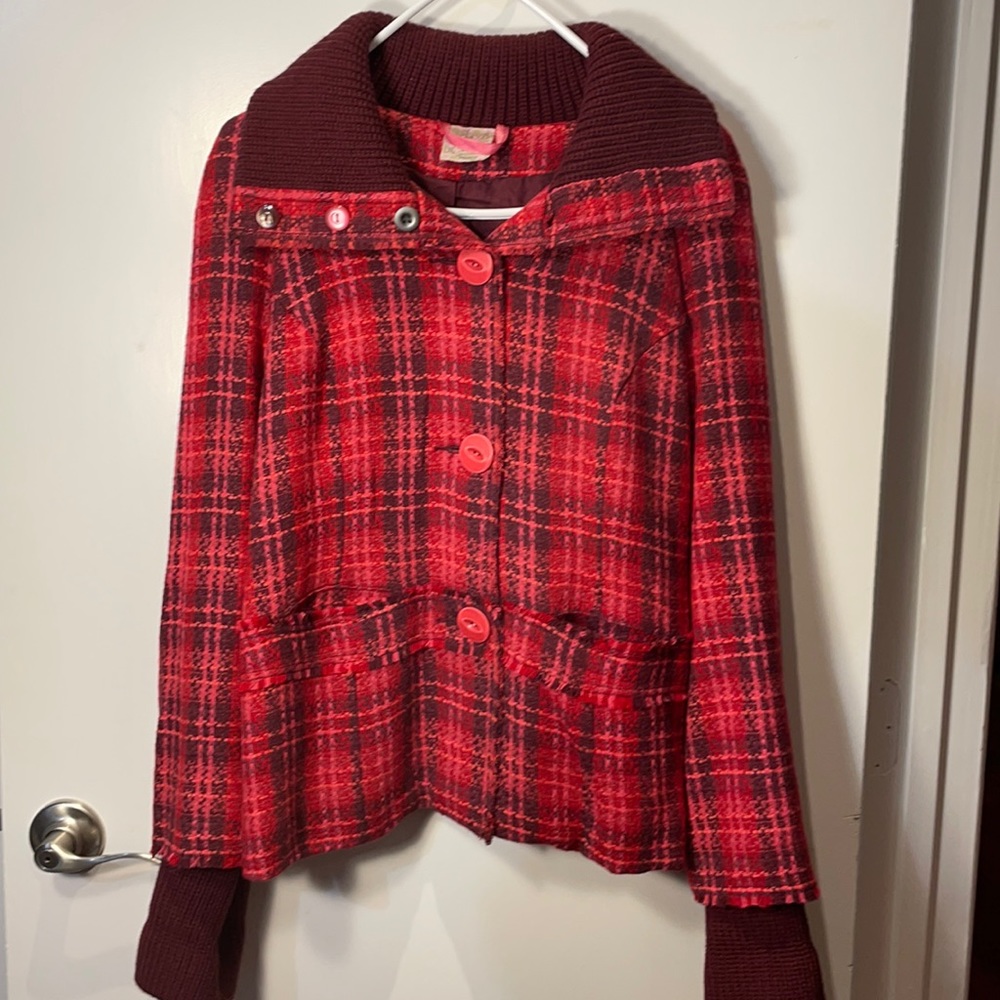 Free people red and burgundy jacket in a SZ L